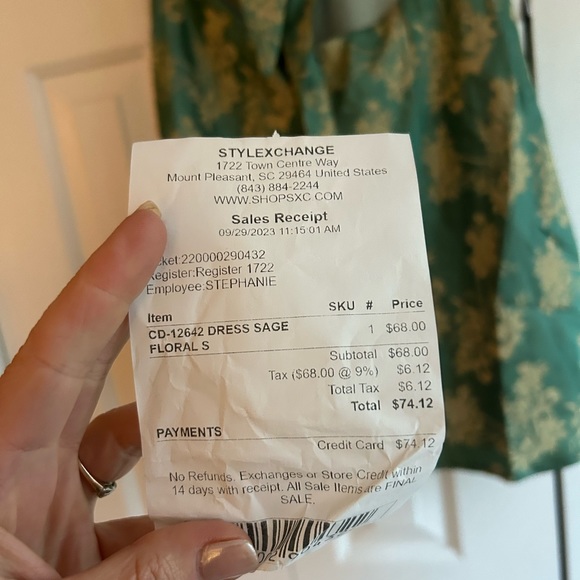 Juniors Sage Dress with open Tie Back. NEW without tags. - Picture 3 of 3